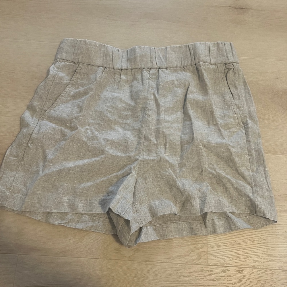 J. Crew High Waist Linen Blend Shorts - Tan
